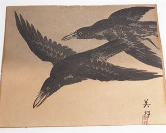 Takahashi Biho-"Two Crows In Light Snow" ca. 1910