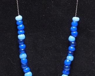 Venetian Blue Glass Beaded Necklace