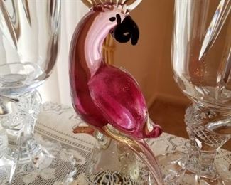 #1 Lenox Art Glass Cockatoo Bird $75