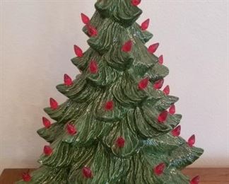#14 Vintage Ceramic Christmas Tree Red Bulbs $75