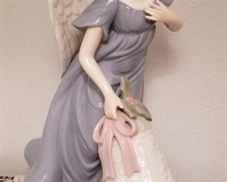 #18 Tall Porcelain Angel Figurine With Bell And Holly $65