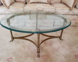 #21  Oval Heavy Glass Top With Metal Base Coffee Table $275