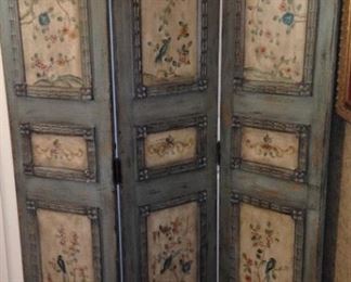 3-paneled hand-painted room divider