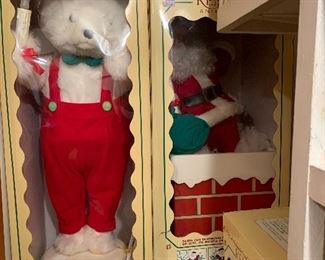 Animated Christmas bear and Santa and chimney