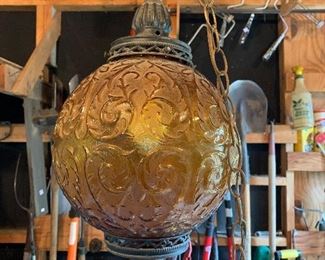 Groovy gold hanging lamp