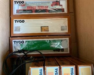 Tyco Electric train. Includes track, transformer, engine, and train cars