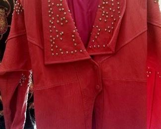 1a 3/4 pink leather coat with studs size medium. $25