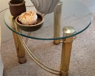 Round glass side table