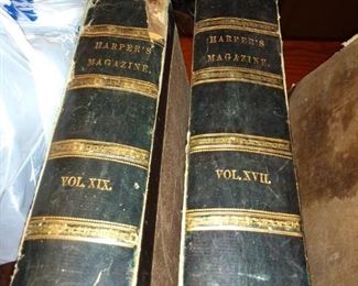 2 Volumes of Harpers Magazine 1858-59  from the library of H. L. Foules of Kingston  Natchez   40 each