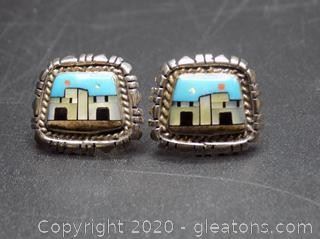 Mother of Pearl Turquoise Zuni Tribe Earrings