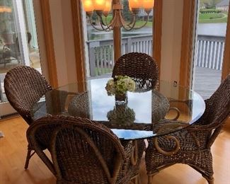 Glass top dining table with 6 chairs (2 not shown)  Purchased in Florida at Robb & Stuckey.  Immaculate condition. 