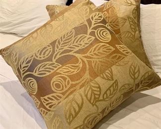 Item 19:  (2) Feather Down Mustard & Yellow Leaf Pillows, 20" x 23": $40 for pair