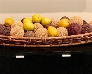 Item 42: Basket with Beaded Multi-Colored Decorative Balls & Pears: $85
17.5 x 40 
