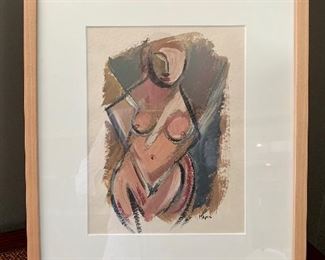 Item 68:  Signed abstract "Nude" on Stand, 12" x 14.25": $325
