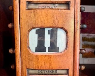 Item 59:  Antique Edwadian Honey Oak Perpetual Desk Calendar Wooden Perpetual Calendar -5.5" x 2.5" x 8.5" Tall: $175