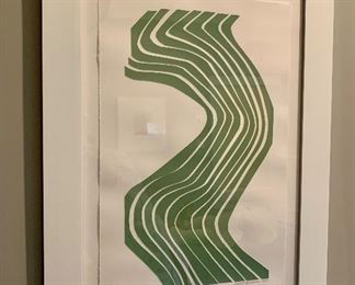 Item 92:  "Green Lines" by contemporary American artist Andrew Zimmerman (2007) - 19.5" x 26.5": $575