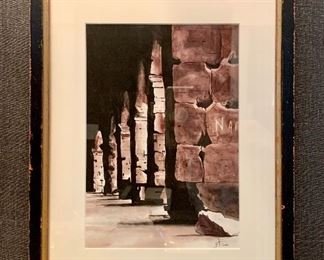 Item 94:  Stone Columns, signed (2000) 13" x 16.5": $125