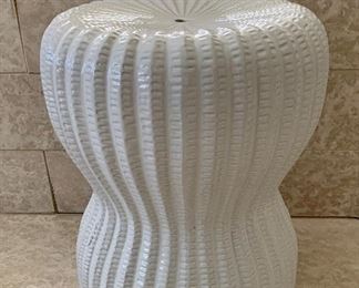 Item 116:  Safavieh Hour Glass White Ceramic Garden Stool: $95