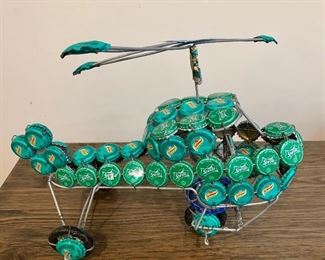 Whimsical Bottle Cap & Wire Helicopter: $28