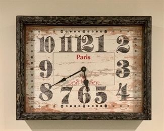 Item 151:  Galvanized Metal "Paris" Clock 13" x 17": $125