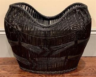 Item 138:  Black Woven Basket - 18.5" x 17": $38
