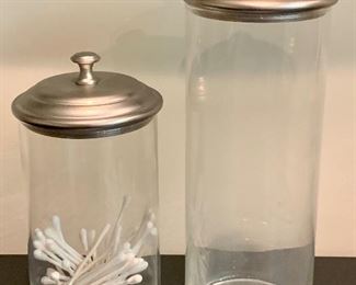 (2) Pottery Barn Glass Canisters $12