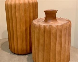 Item 167:  Crate & Barrel Aran Carved Vases - Small 11" Large 15": $75