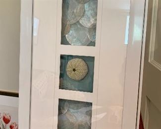 Item 165:  Sea Urchin with Iridescent Shells, shadow box framing, signed by artist - lower right - 12.5 x 1.5 x 23: $175