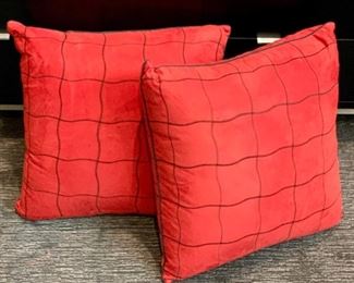 Item 197:  (2) Brick Red Designer Fabric Pillows: $40