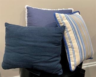 Item 200:  (3) Assorted Blue Colored Designer Fabric Pillows: $20