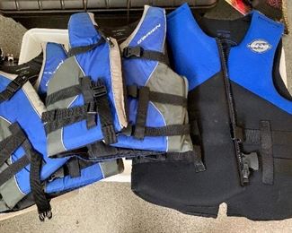 Adult XL (44-48 chest)  and 2 youth (50-90 lbs) life jackets: $45