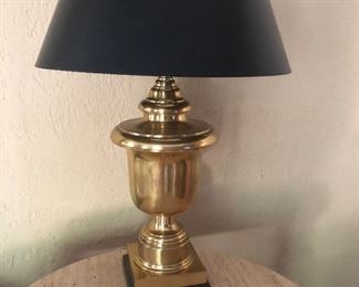FREDERICK COOPER Lamp with Black Opaque Shade - Shade Interior:  Gold and Black. $500 each - NOW ONLY $200 EACH OR PAIR FOR $350. (Dimensions:  35" T and shade is 21" wide. ) 