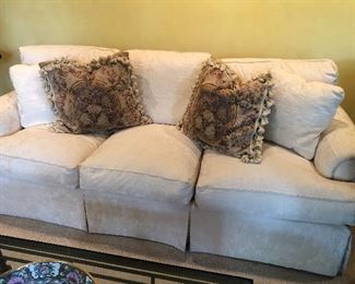 Just ADDED!  Three-cushion ivory couch by Perlmutter Freiwald - $1600 - Pristine Condition  - (Dimensions:  88" L x 36" D x 34" H) - NOW ONLY $800