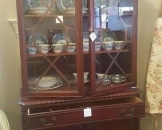CHINA HUTCH - Bernhardt Carved China Hutch circa 1920's Mahogany Breakfront