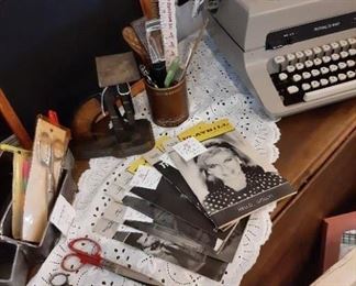 Vintage typewriter and playbills