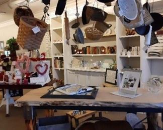 Variety of baskets and kitchen gadgets