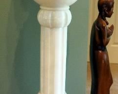 55" Carved Marble Column With Pedestal Vase