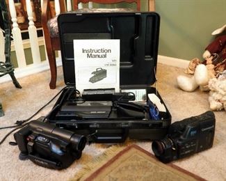 Hitachi VM-3000A Video Camera/Recorder With Battery, Charger And Carring Case, Minolta Video Camera Model 8-852 & Canon Video Camcorder E65