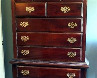 7-Drawer, 2-Piece Imperial Styled High Boy 77" X 38" X 18"