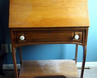 2-Drawer, Drop Front Secretary With Letter Storage And Porcelain Knobs, 41" X 25.5" X 17"