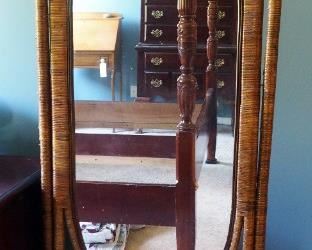 71" Rattan Wrapped Swivel Dressing Mirror