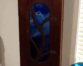 Hand Crafted Floor Clock With Glass Panel Door, 66" x 14" X 5"