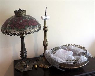 Decorative Table Lamps Qty. 2 With Additional Painted Glass Shades Qty.2