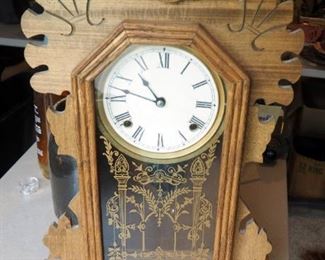22" Gingerbread Clock With Painted Glass Front