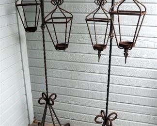 Wrought Iron Lantern Styled Plant Stands Qty. 2, 68" Tall