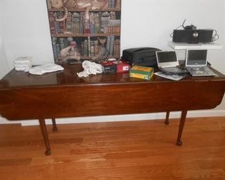 8' long drop leaf Queen Anne table