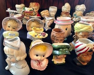 * Lifetime Collection of HEAD VASES, Approx. 76 Total. Get here 1st Thing and BUY the ENTIRE COLLECTION for $1,000. That is approx. $13 Each. NIPPON, INARCO, LEFTON, RELPO, PEW, BOBBS-MERRILL, RUBENS, R. MACDONALD, PARMA, NAPCOWARE, C. TEYRO and MORE! OR They are also PRICED INDIVIDUALLY $12 +$165 RANGE