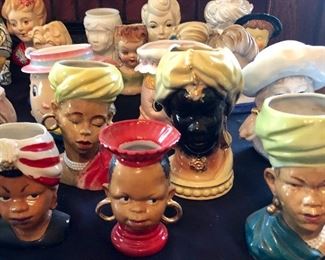 * Lifetime Collection of HEAD VASES, Approx. 76 Total. Get here 1st Thing and BUY the ENTIRE COLLECTION for $1,000. That is approx. $13 Each. NIPPON, INARCO, LEFTON, RELPO, PEW, BOBBS-MERRILL, RUBENS, R. MACDONALD, PARMA, NAPCOWARE, C. TEYRO and MORE! OR They are also PRICED INDIVIDUALLY $12 +$165 RANGE