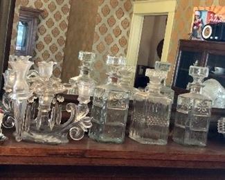 * Matching Oil Lamps, Decanters, Glassware, Candelabra Etc.