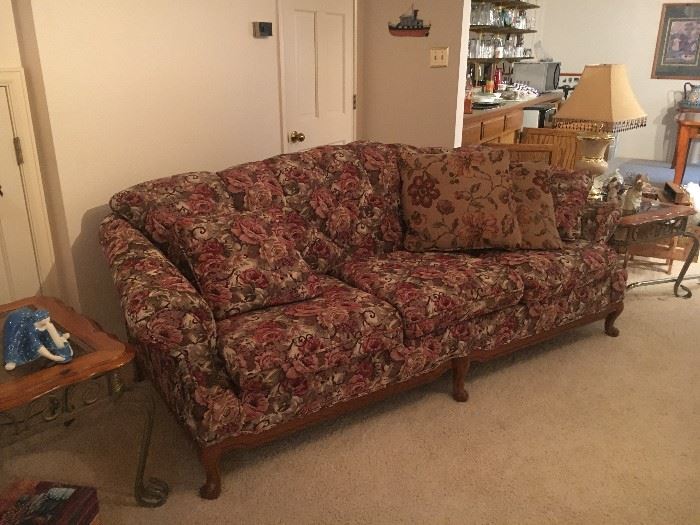 Vintage Couch with claw legs. No rips or tears great shape
